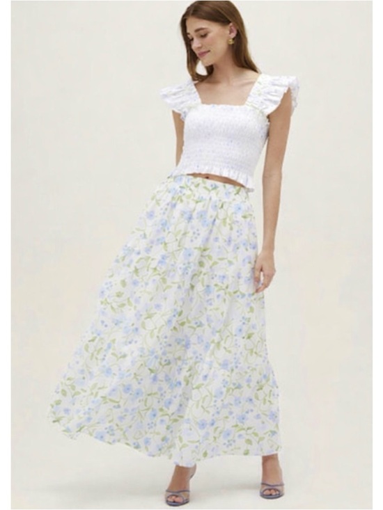 Hill House Dresses & Skirts - HILL HOUSE | NWT The Florence Nap Skirt in Blue/Green Peony Bouquet, Size Small
